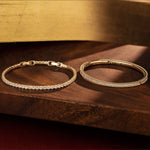 Sterling Silver Layered Bracelets Set: Tennis Bracelet and Bangle Bracelet Set In 14K Gold Plated