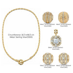 Sterling Silver Artistic Whispers Charms Necklace Set In 14K Gold Plated