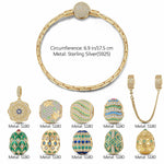Sterling Silver Easter Treasures Charms Bracelet Set With Enamel In 14K Gold Plated