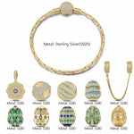 Sterling Silver Easter Treasures Charms Bracelet Set With Enamel In 14K Gold Plated (Includes bracelet and all charms shown)