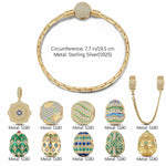 Sterling Silver Easter Treasures Charms Bracelet Set With Enamel In 14K Gold Plated (Includes bracelet and all charms shown)