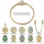 Sterling Silver Easter Treasures Charms Bracelet Set With Enamel In 14K Gold Plated (Includes bracelet and all charms shown)