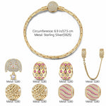 Sterling Silver Easter Egg and Bunny Charms Bracelet Set In 14K Gold Plated