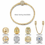 Sterling Silver Hope's Rebirth Charms Bracelet Set, Featuring Dual Plating in 14K Gold and White Gold (Includes bracelet and all charms shown)