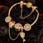 Sterling Silver Unlock the Color Bloom Charms Bracelet Set In 14K Gold Plated (Includes bracelet and all charms shown)