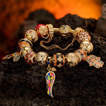 Sterling Silver Easter Blooming Charms Bracelet Set With Enamel In 14K Gold Plated (Includes bracelet and all charms shown)