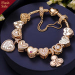 Sterling Silver Eternal Love and Guardian Charms Bracelet Set In 14K Gold Plated