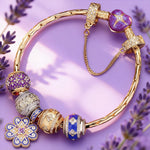 Sterling Silver Fortunate Turns Charms Bracelet Set With Enamel, Featuring Dual Plating in 14K Gold and White Gold (Includes bracelet and all charms shown)