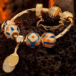 Sterling Silver Dynamic Duo Charms Bracelet Set With Enamel In 14K Gold Plated (Includes bracelet and all charms shown)