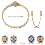 Sterling Silver Dynamic Duo Charms Bracelet Set With Enamel In 14K Gold Plated (Includes bracelet and all charms shown)