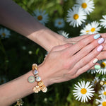 Sterling Silver Springtime Elegance Charms Bracelet Set With Enamel In White Gold Plated (Includes bracelet and all charms shown)