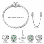 Sterling Silver Wings of Hope Butterfly Charms Bracelet Set In White Gold Plated (Includes bracelet and all charms shown)