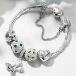 Sterling Silver Wings of Hope Butterfly Charms Bracelet Set In White Gold Plated (Includes bracelet and all charms shown)