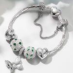 Sterling Silver Wings of Hope Butterfly Charms Bracelet Set In White Gold Plated (Includes bracelet and all charms shown)
