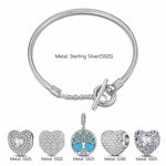 Sterling Silver Life Tree's Heartfelt Charms Bracelet Set With Enamel In White Gold Plated (Includes bracelet and all charms shown)