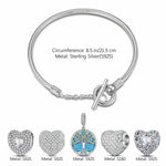 Sterling Silver Life Tree's Heartfelt Charms Bracelet Set With Enamel In White Gold Plated (Includes bracelet and all charms shown)