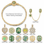 Sterling Silver Jade Delight Charms Bracelet Set With Enamel In 14K Gold Plated