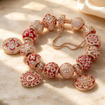 [💥As @JeannieBASMR's Pick] Sterling Silver Forever Blooming Charms Bracelet Set With Enamel In Rose Gold Plated (Includes bracelet and all charms shown)