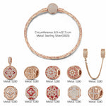 Sterling Silver Seasons of Blessings Charms Bracelet Set With Enamel In Rose Gold Plated