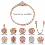 Sterling Silver Seasons of Blessings Charms Bracelet Set With Enamel In Rose Gold Plated (Includes bracelet and all charms shown)