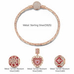 Sterling Silver Joyful Moments Charms Bracelet Set With Enamel In Rose Gold Plated (Includes bracelet and all charms shown)