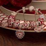 Sterling Silver Eternal Grace Charms Bracelet Set With Enamel In White Gold Plated (Includes bracelet and all charms shown)