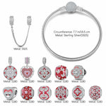 Sterling Silver Eternal Grace Charms Bracelet Set With Enamel In White Gold Plated (Includes bracelet and all charms shown)