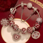 Sterling Silver Eternal Grace Charms Bracelet Set With Enamel In White Gold Plated