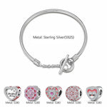 Sterling Silver Love Like Brilliant Blossoming Charms Bracelet Set With Enamel In White Gold Plated (Includes bracelet and all charms shown)