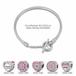 Sterling Silver Love Like Brilliant Blossoming Charms Bracelet Set With Enamel In White Gold Plated (Includes bracelet and all charms shown)