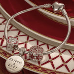 Sterling Silver Bright Blessings Charms Bracelet Set With Enamel In White Gold Plated