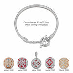 Sterling Silver Timeless Embrace Charms Bracelet Set With Enamel, Featuring Dual Plating in White Gold and Rose Gold