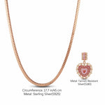 Sterling Silver Crowned With Love Charms Necklace Set With Enamel In Rose Gold Plated