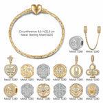 Sterling Silver Steadfast Protector Charms Bracelet Set, Featuring Dual Plating in 14K Gold and White Gold (Includes bracelet and all charms shown)