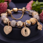 Sterling Silver Steadfast Protector Charms Bracelet Set, Featuring Dual Plating in 14K Gold and White Gold