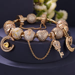 Sterling Silver Precious Connection Charms Bracelet Set In 14K Gold Plated (Includes bracelet and all charms shown)