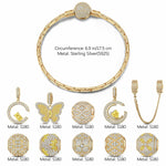 Sterling Silver Warmth in Golden Blooms Charms Bracelet Set In 14K Gold Plated