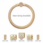 Sterling Silver Stellar Princess Rectangular Charms Bracelet Set In 14K Gold Plated (Includes bracelet and all charms shown)