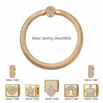 Sterling Silver Be Your Own Princess Rectangular Charms Bracelet Set In 14K Gold Plated (Includes bracelet and all charms shown)