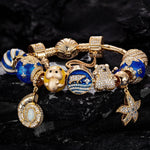 Sterling Silver Return to Nature's Bounty Charms Bracelet Set With Enamel In 14K Gold Plated (Includes bracelet and all charms shown)