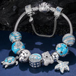 Sterling Silver Return to Nature's Bounty Charms Bracelet Set With Enamel In White Gold Plated