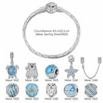 Sterling Silver Return to Nature's Bounty Charms Bracelet Set With Enamel In White Gold Plated (Includes bracelet and all charms shown)