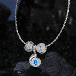 Sterling Silver Whispers in the Ocean Charms Necklace Set In White Gold Plated