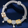Sterling Silver Seashell Fantasy Rectangular Charms Bracelet Set, Featuring Dual Plating in 14K Gold and White Gold (Includes bracelet and all charms shown)