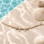 Sterling Silver Seashell Fantasy Rectangular Charms Bracelet Set, Featuring Dual Plating in 14K Gold and White Gold (Includes bracelet and all charms shown)