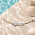 Sterling Silver Pirate's Hoard Rectangular Charms Bracelet Set In White Gold Plated (Includes bracelet and all charms shown)