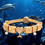 Sterling Silver Ocean Fantasy Rectangular Charms Bracelet Set In 14K Gold Plated (Includes bracelet and all charms shown)