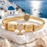 Sterling Silver Mermaid's Temptation Rectangular Charms Bracelet Set In 14K Gold Plated (Includes bracelet and all charms shown)
