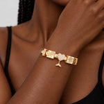 Sterling Silver Mermaid's Temptation Rectangular Charms Bracelet Set In 14K Gold Plated (Includes bracelet and all charms shown)