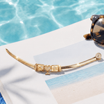 Sterling Silver Mermaid's Temptation Rectangular Charms Bracelet Set In 14K Gold Plated (Includes bracelet and all charms shown)